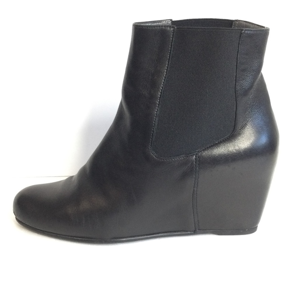 Stuart Weizman Leather Wedge Ankle Boot - image 1